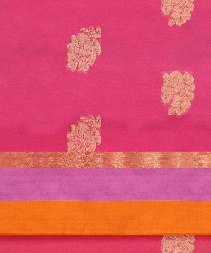 Cerise pink handwoven salem cotton saree