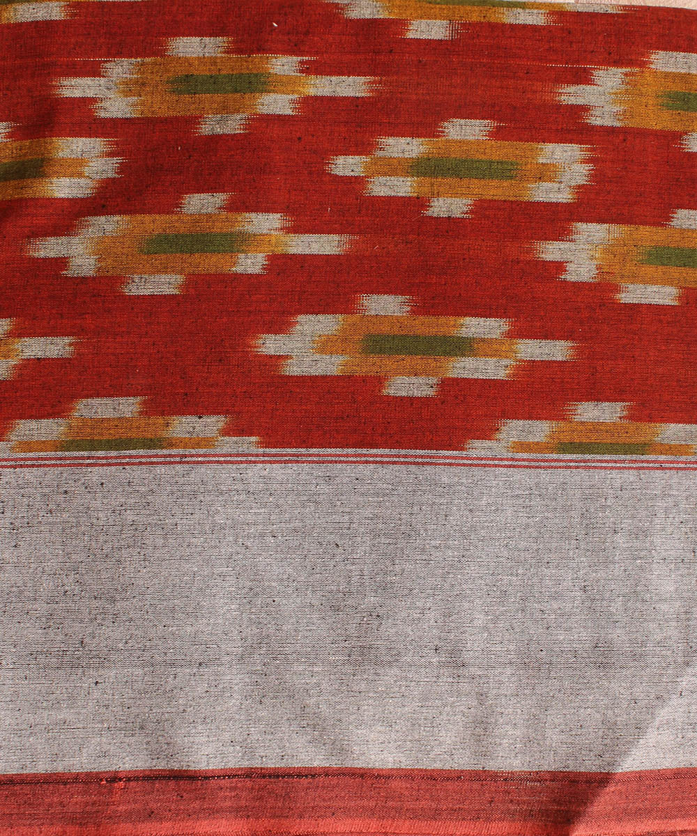 Red maroon cotton handwoven pochampally ikat bedsheet