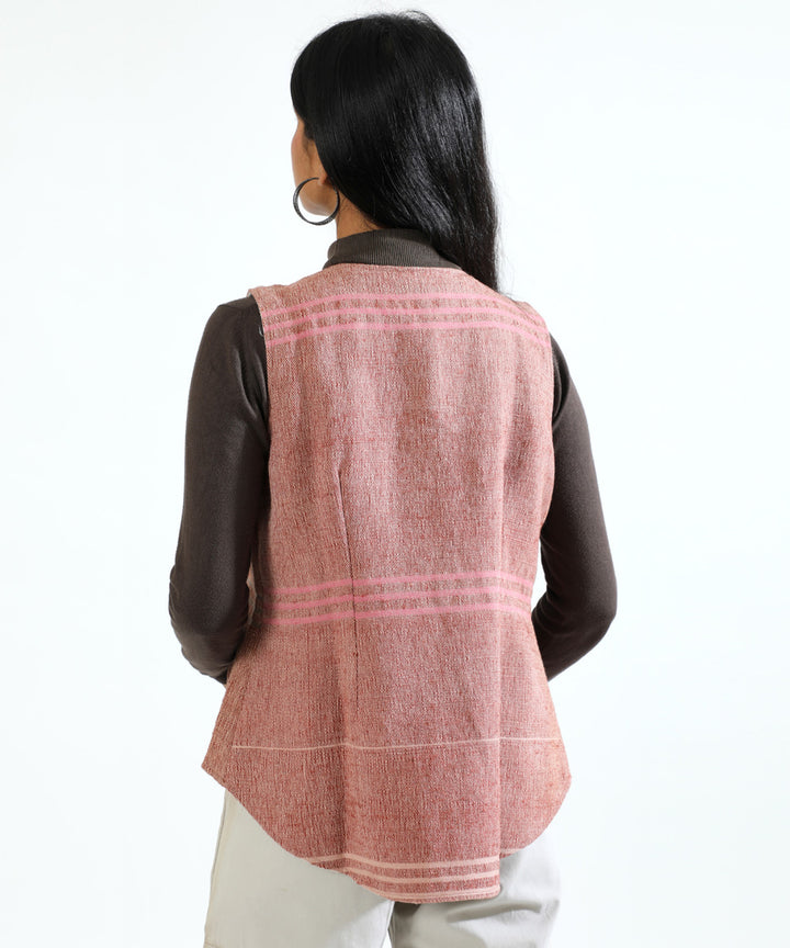 Pink cascade hand woven woollen short jacket