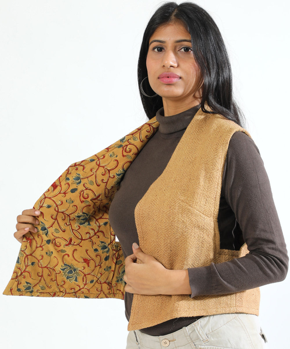 Mustard cascade hand woven woollen short jacket
