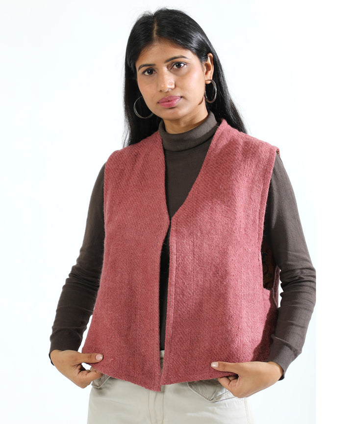 Pink cascade handwoven woollen short jacket