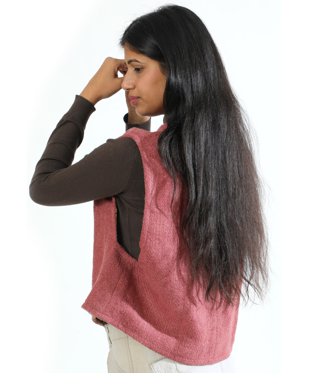 Pink cascade handwoven woollen short jacket