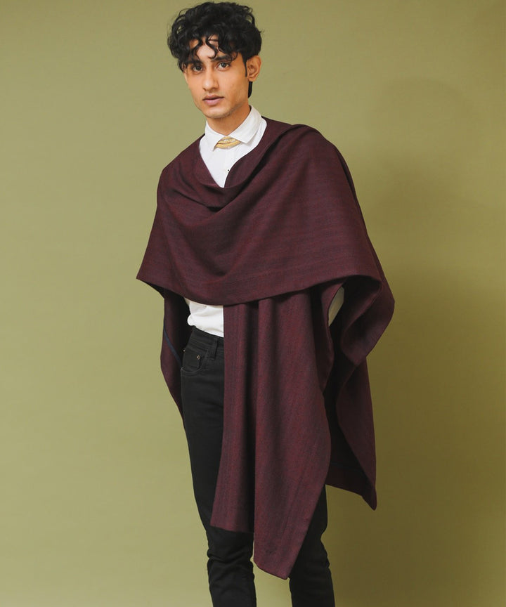 Maroon black handwoven woollen cape