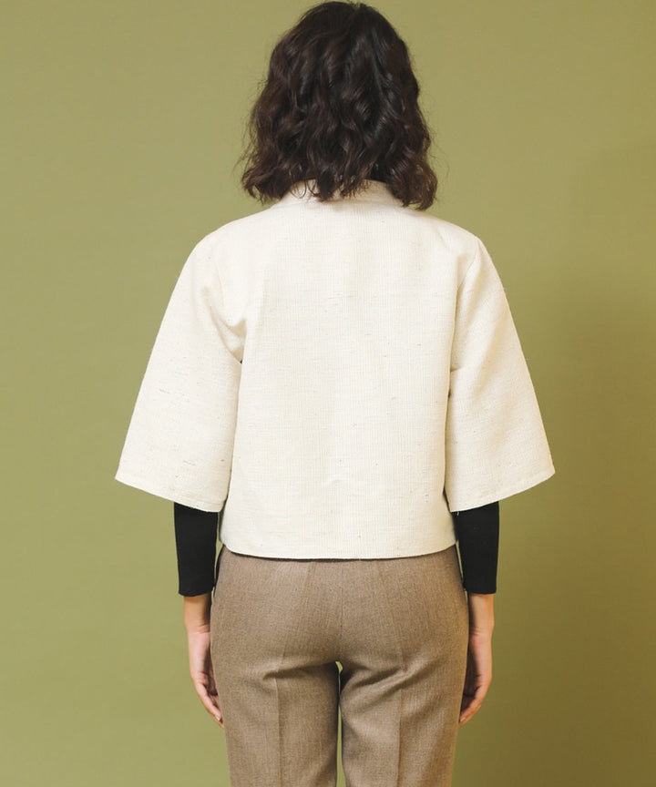 Offwhite handloom unisex woollen jacket