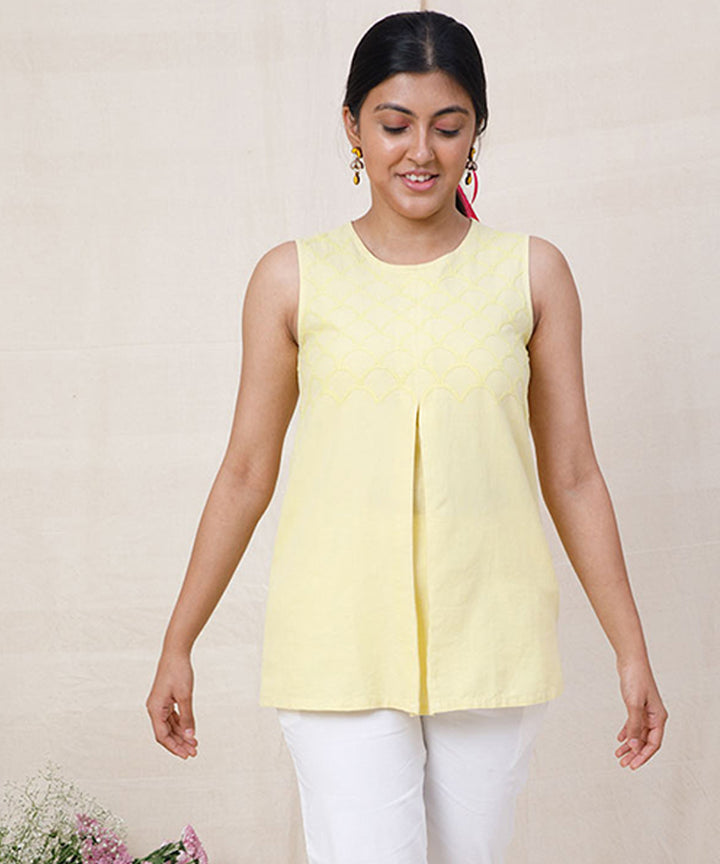 Yellow handcrafted cotton top