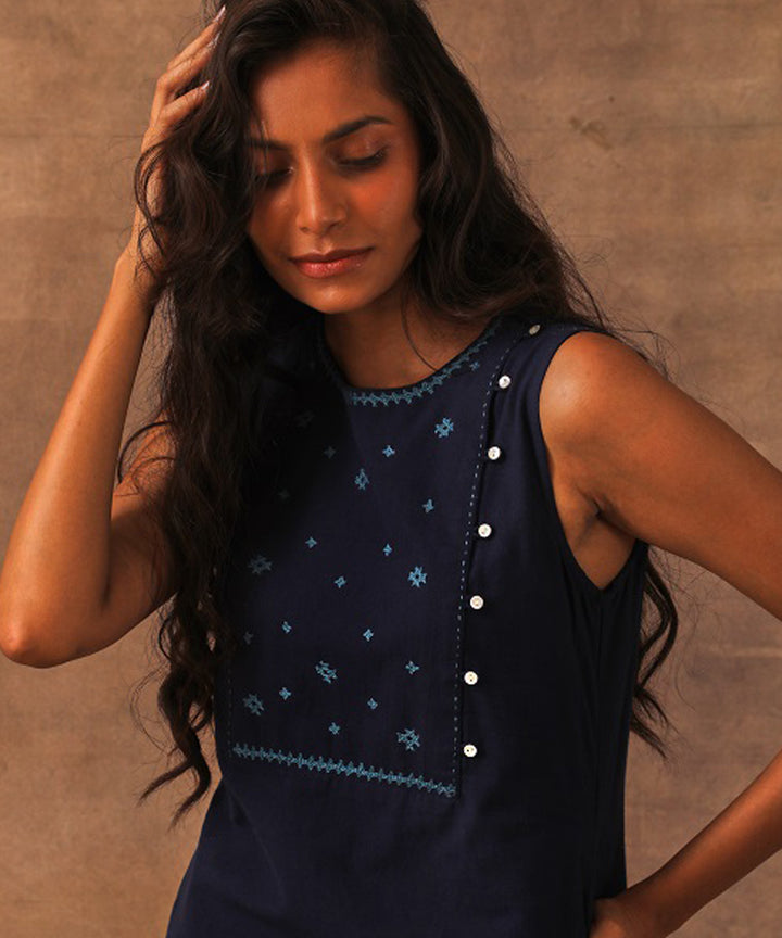 Rangsutra liana indigo sleeveless kurta