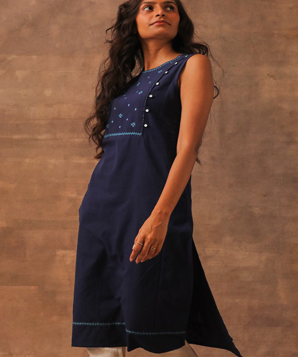 Rangsutra liana indigo sleeveless kurta