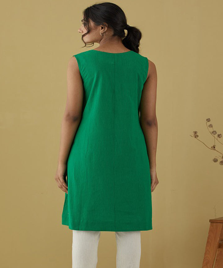 Rangsutra rené green striped sleeveless kurta
