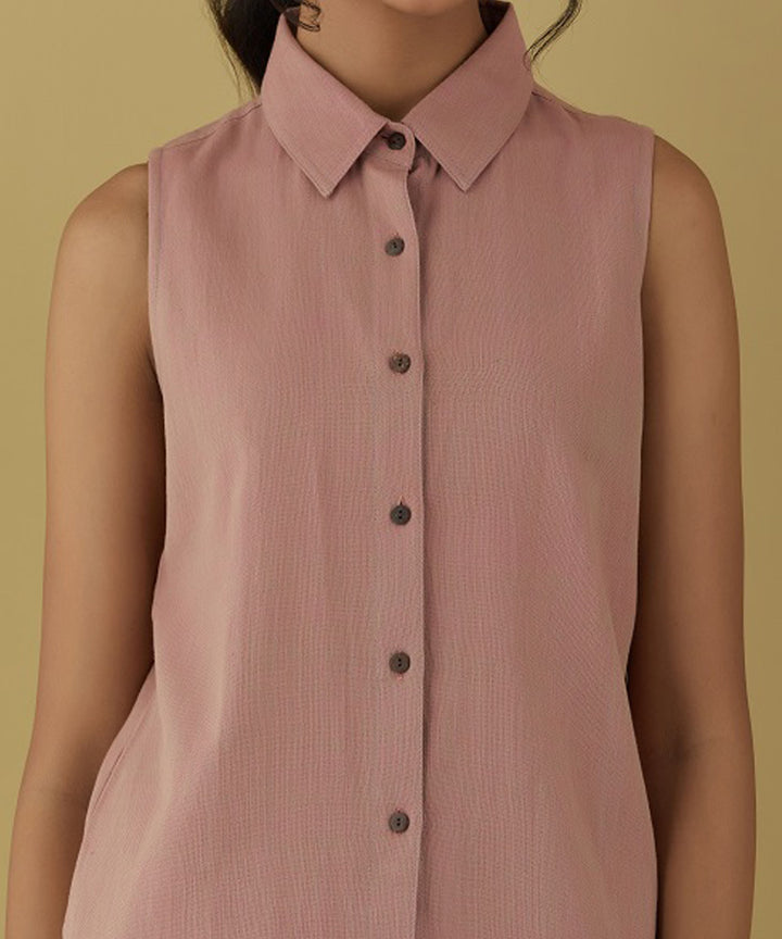 Rangsutra rene pink sleeveless collared top