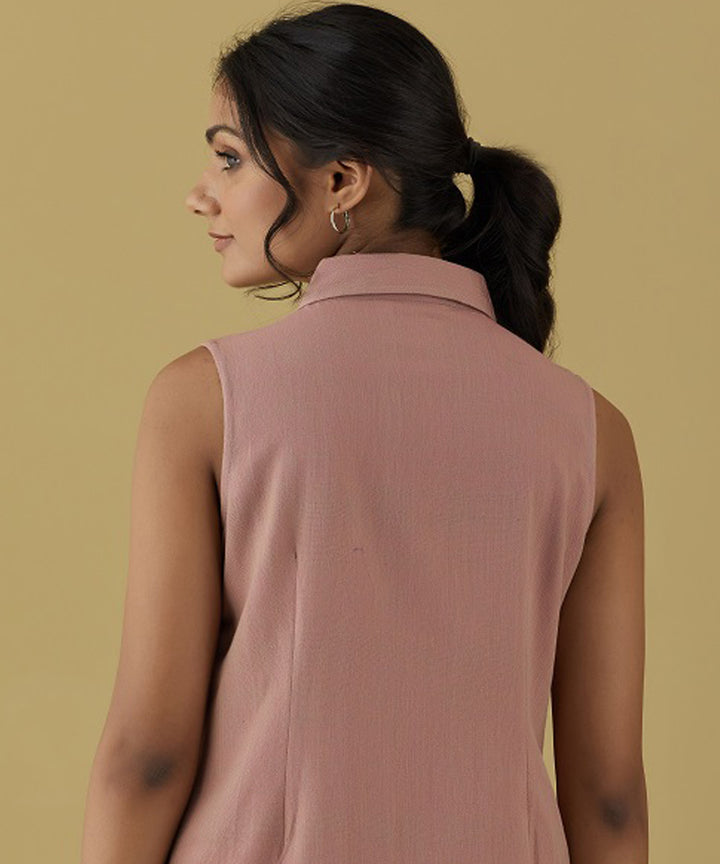 Rangsutra rene pink sleeveless collared top