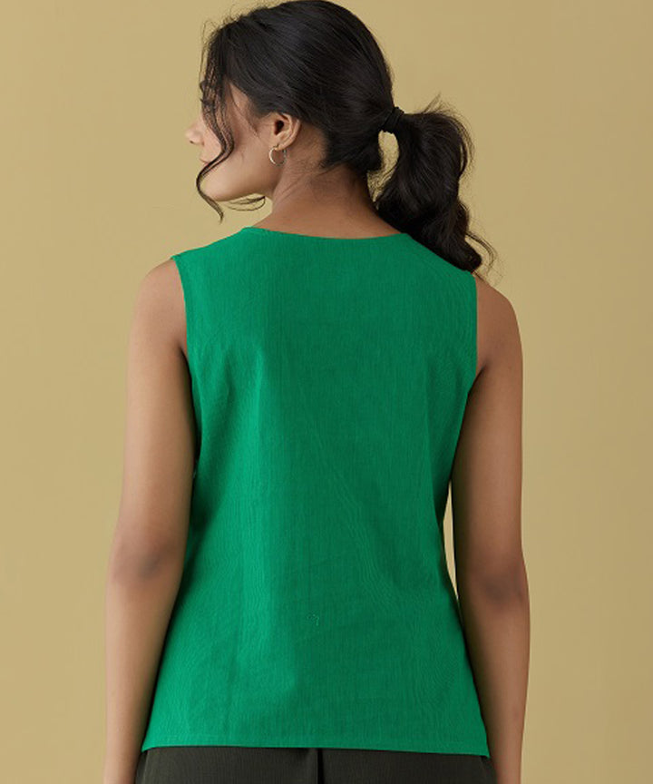 Rangsutra rene sleeveless fitted top with v neckline and slit sides