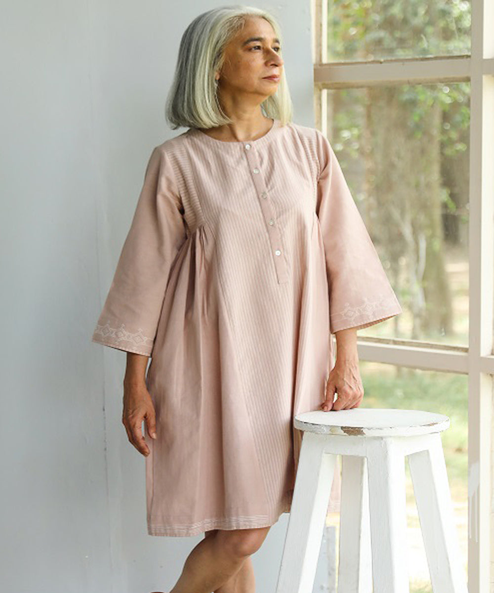 Rangsutra nilofer pink handwoven short dress