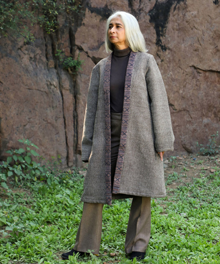 Rangsutra raika brown desi/native wool long jacket