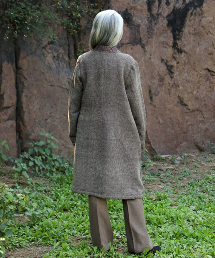 Rangsutra raika brown desi/native wool long jacket