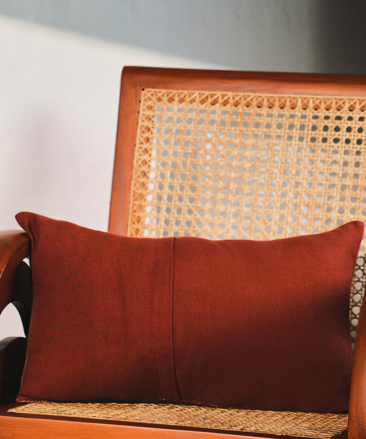 Brown stripe handloom extra weft cotton cushion cover