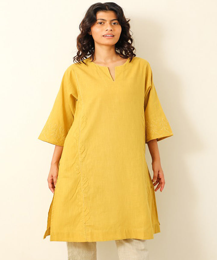 Rangsutra zeinab applique mustard classic kalidar kurta