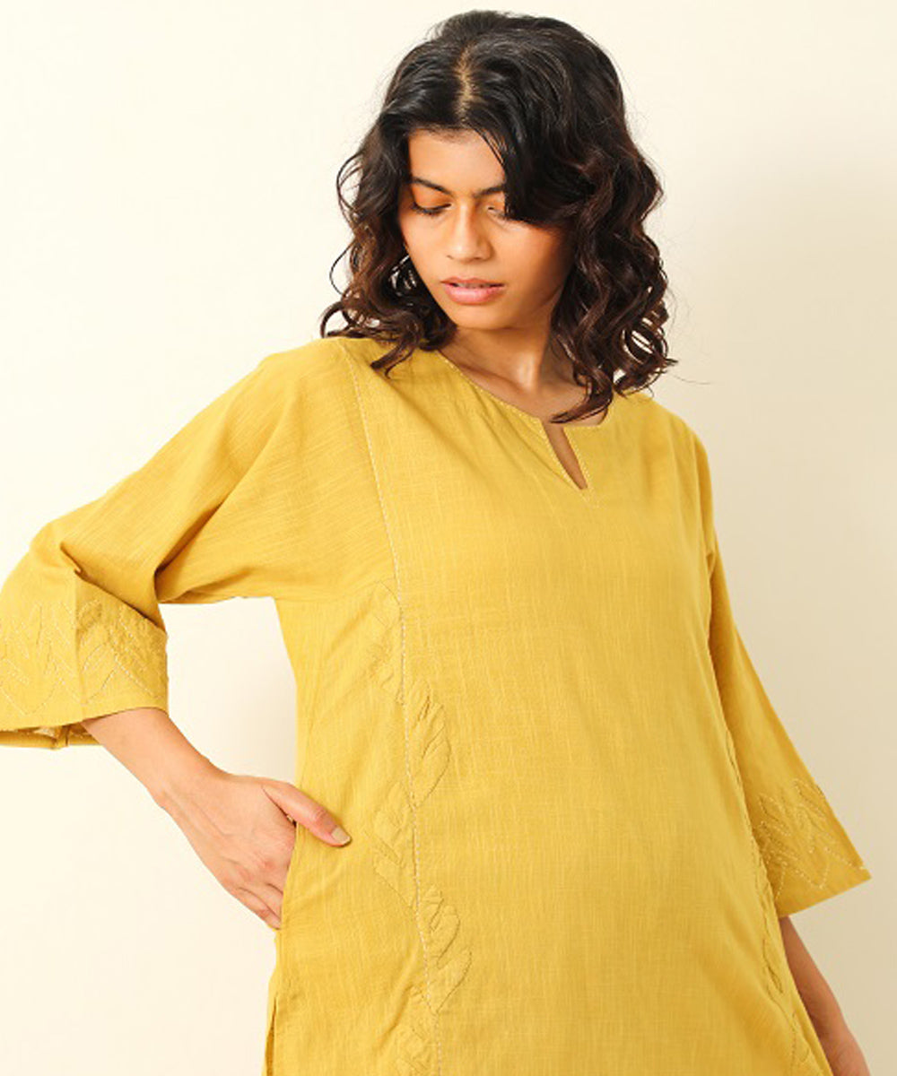 Rangsutra zeinab applique mustard classic kalidar kurta