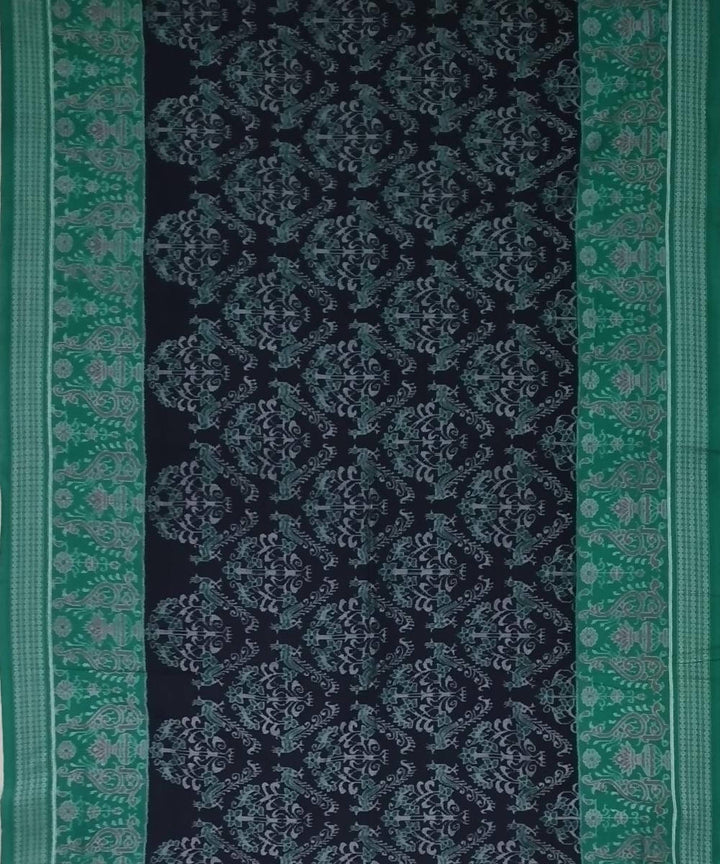 Black green handloom ikat cotton sambalpuri saree