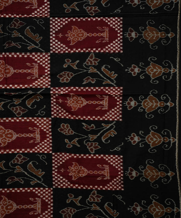 Burgundy black handloom cotton sambalpuri saree