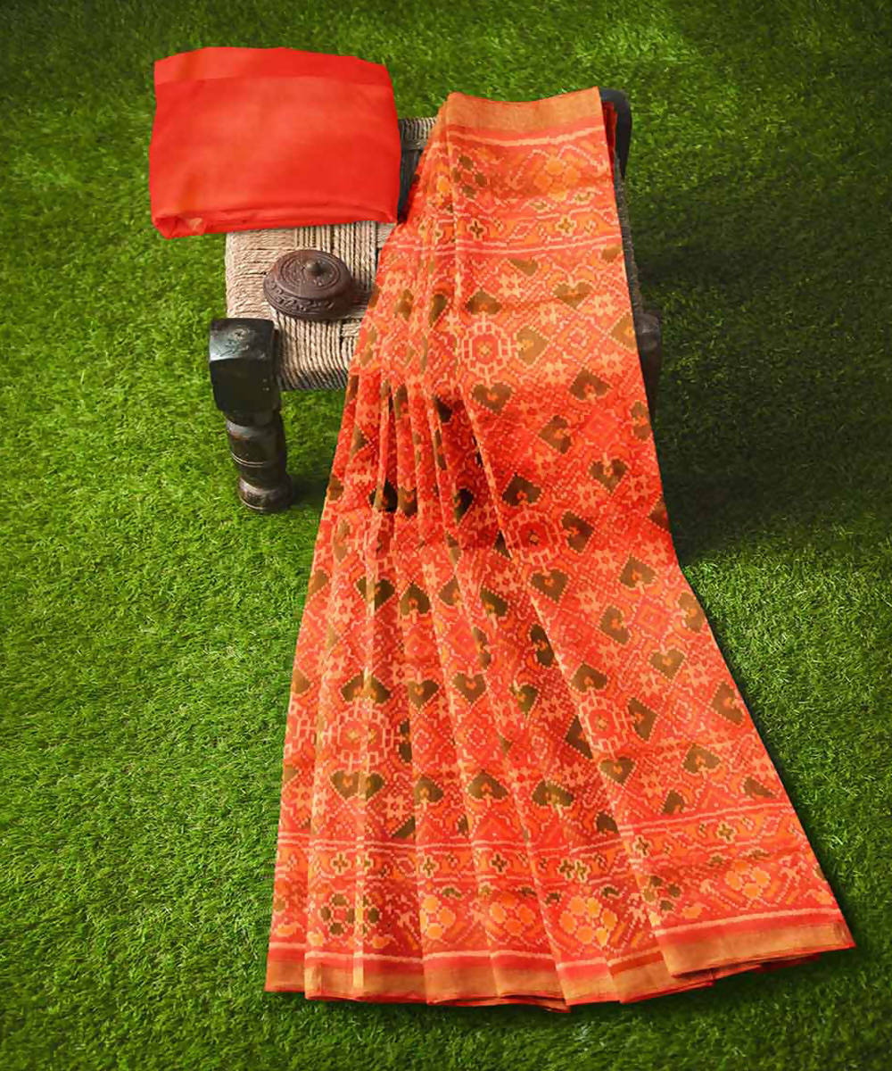 Orange handloom patola silk saree