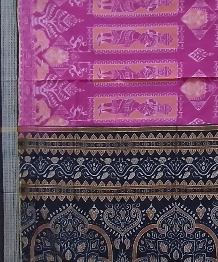 Byzantine violet black handwoven cotton sambalpuri saree