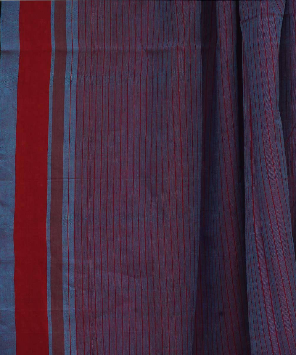 Blue Brown red double shade Cotton Handwoven mangalagiri saree