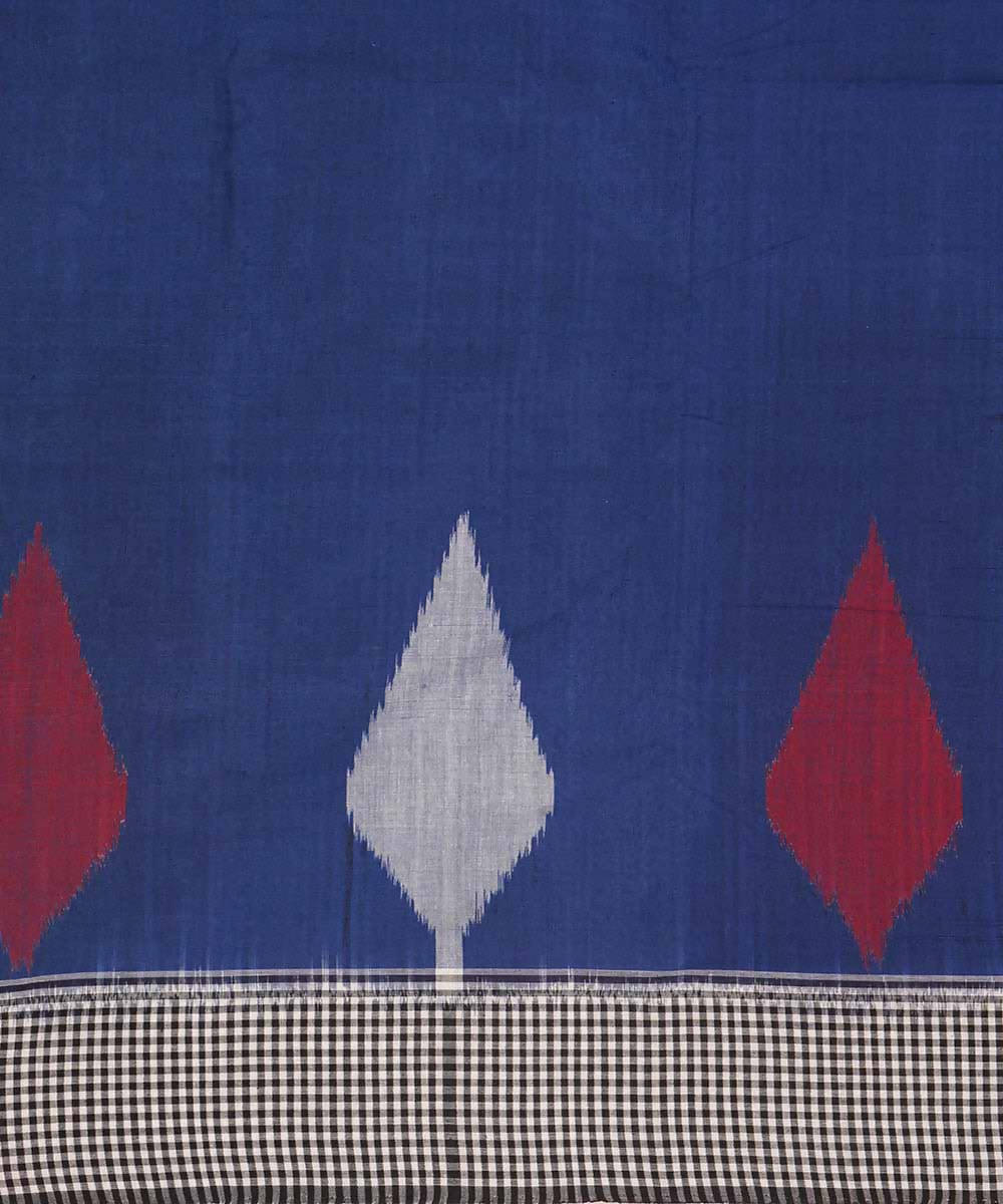Navy blue and black cotton handloom ikat pochampally saree