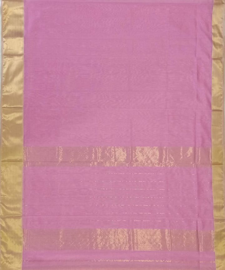 Maheshwari Baby Pink Handloom Cotton Silk Saree
