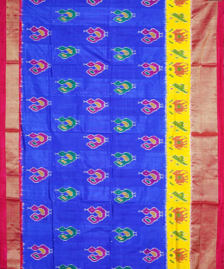 Handwoven blue ikkat silk pochampally saree