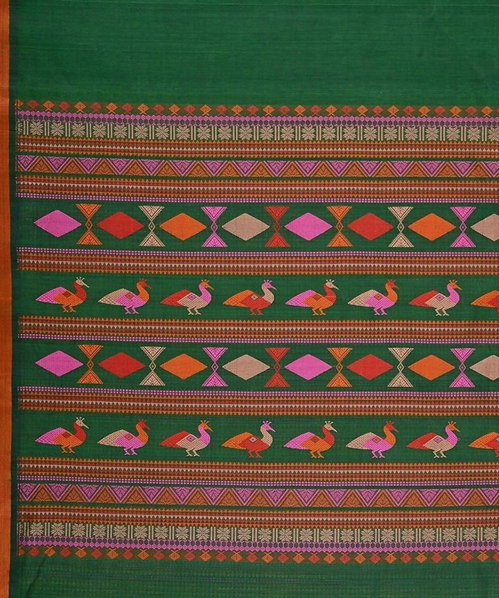 Dark green handloom kanchi cotton saree