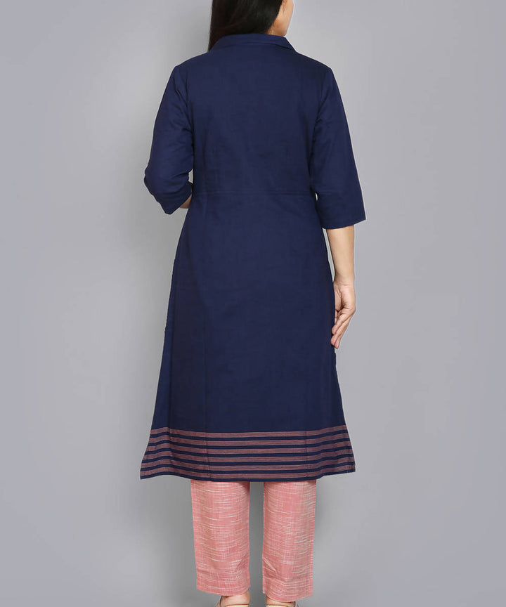 Kiara crafts Navy blue cotton tunic with light pink pant