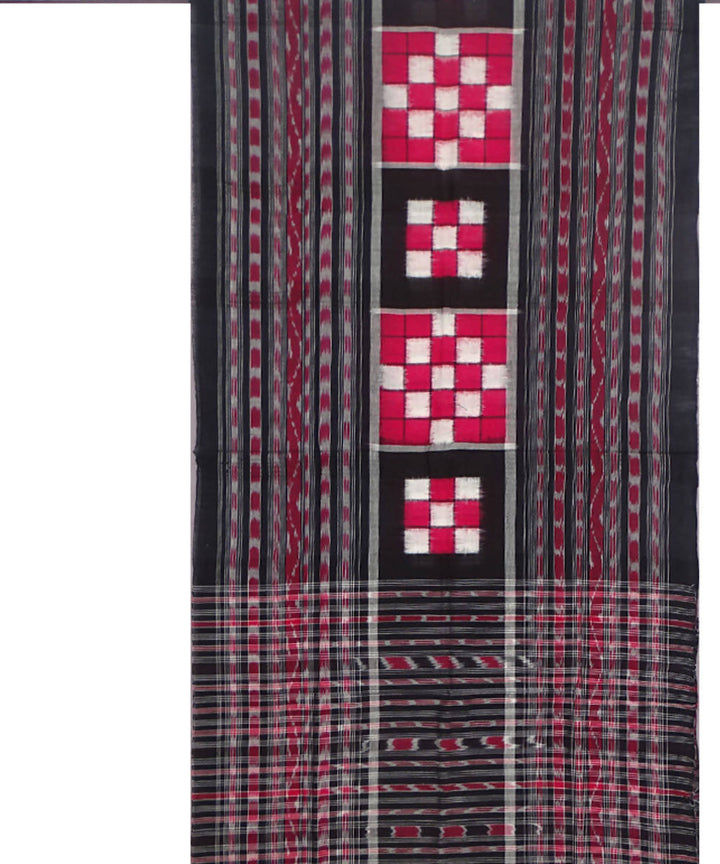 Black maroon handloom ikat cotton sambalpuri stole