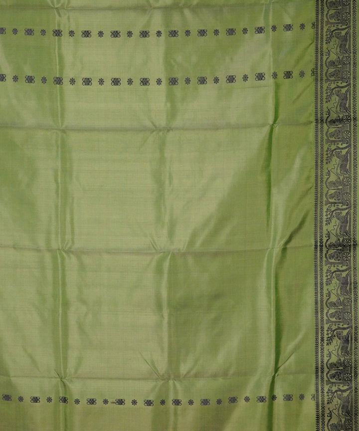 Green blue handwoven silk baluchari saree