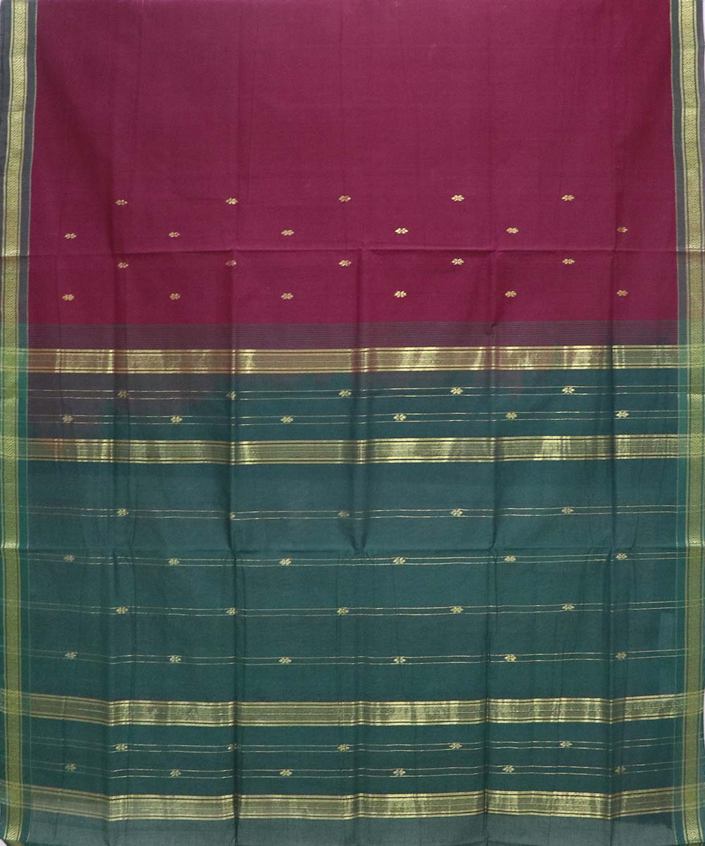 Maroon handloom cotton bandar saree