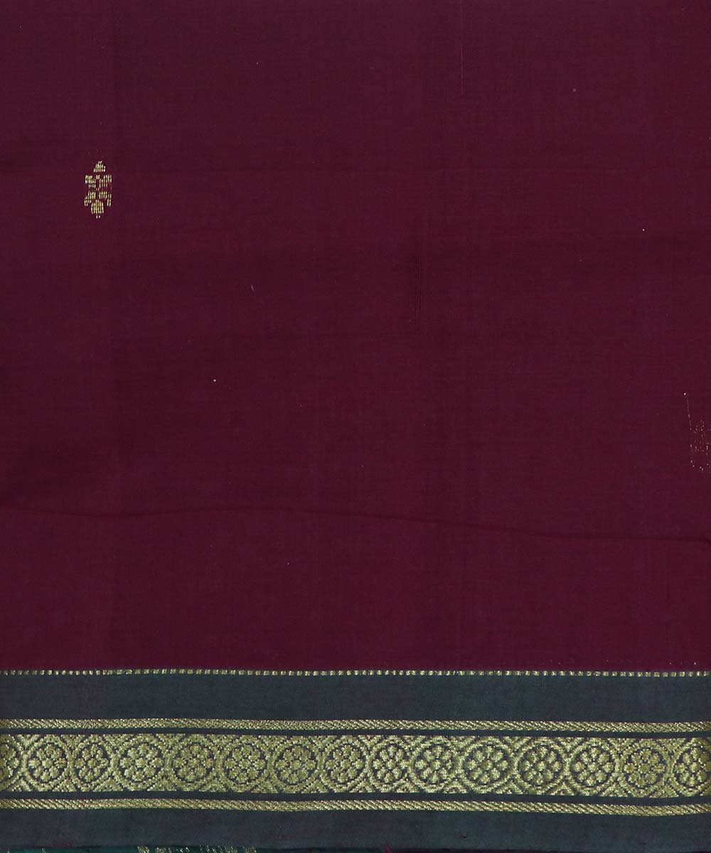 Maroon handloom cotton bandar saree