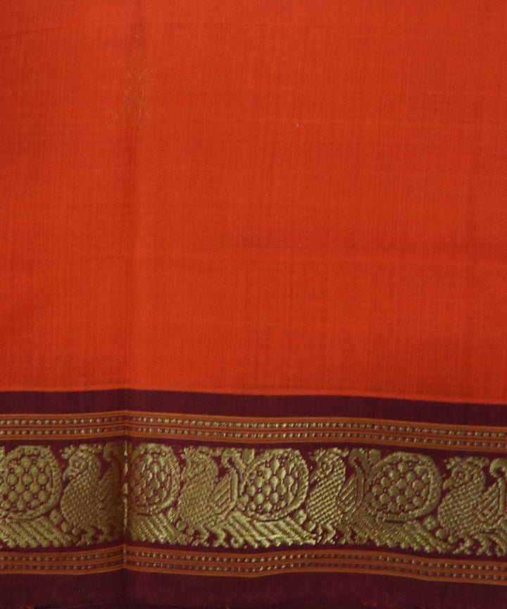 Orange handloom cotton bandar saree