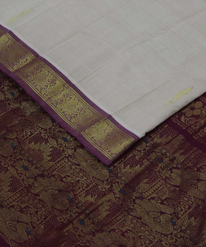 Tan handloom cotton bandar saree