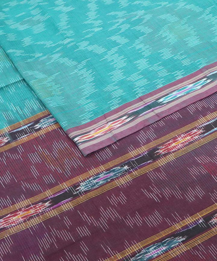 Sea green handloom cotton bandar saree