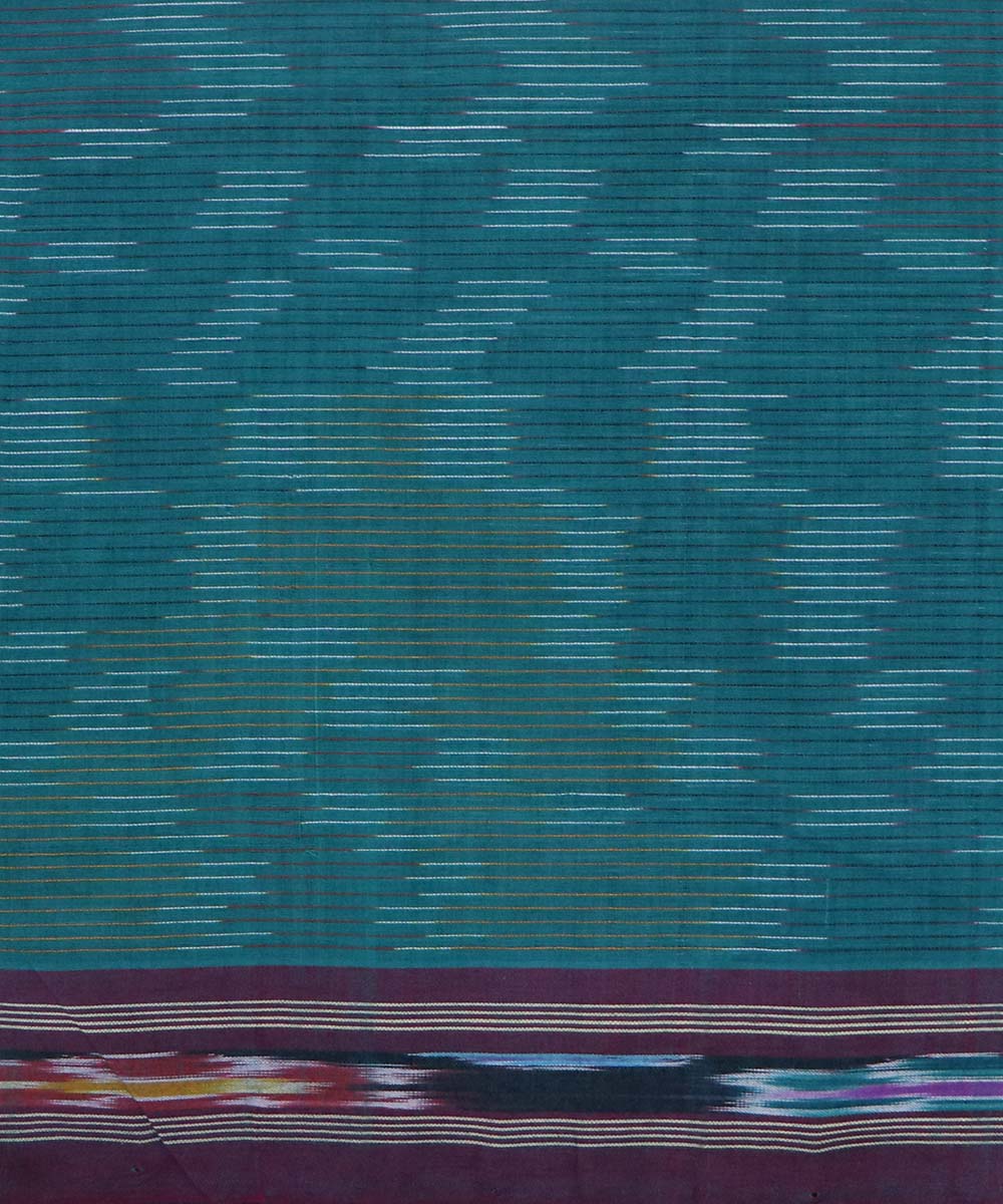 Sea green handloom cotton bandar saree