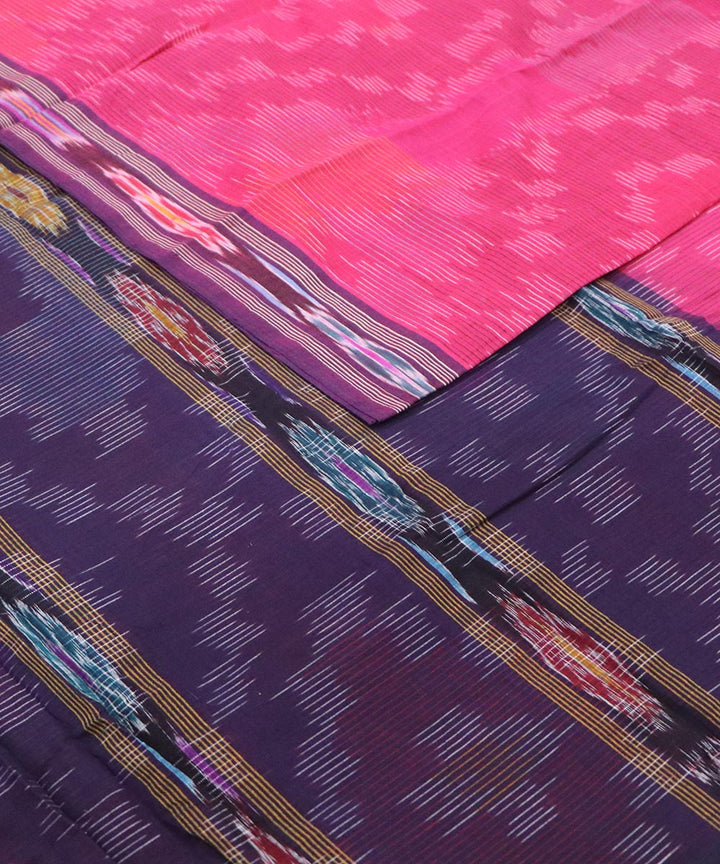 Pink handloom cotton bandar saree