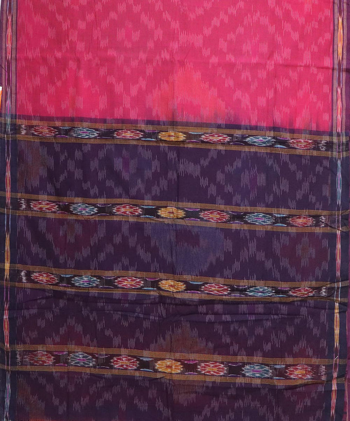 Pink handloom cotton bandar saree