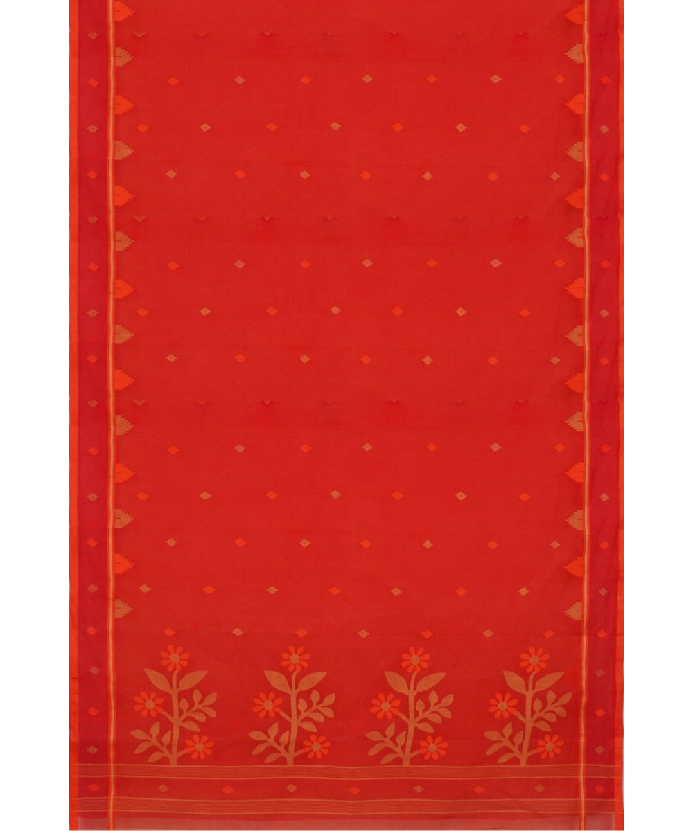 Tantuja red handloom cotton jamdani saree