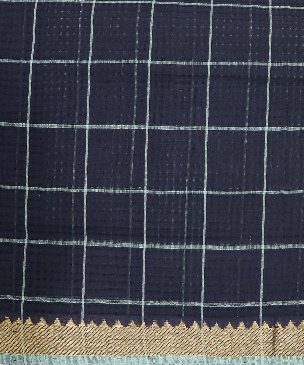Black checks handloom cotton mangalagiri saree