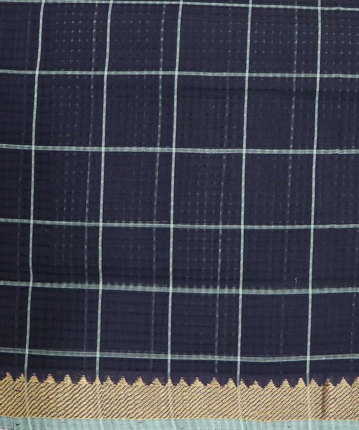 Black checks handloom cotton mangalagiri saree