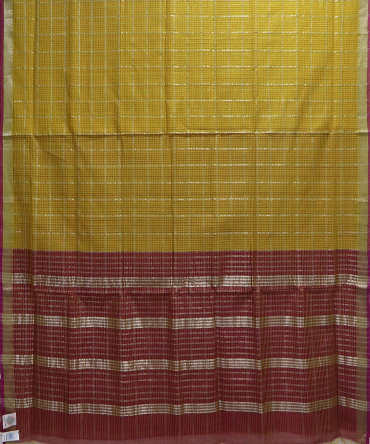 Mustard yellow handloom cotton mangalagiri saree