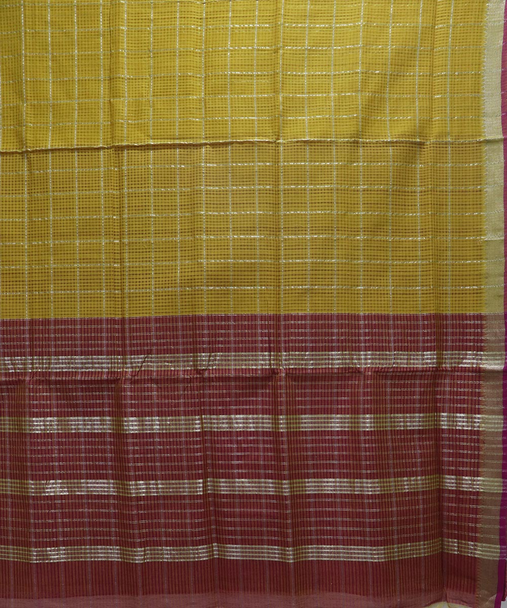 Mustard yellow handloom cotton mangalagiri saree