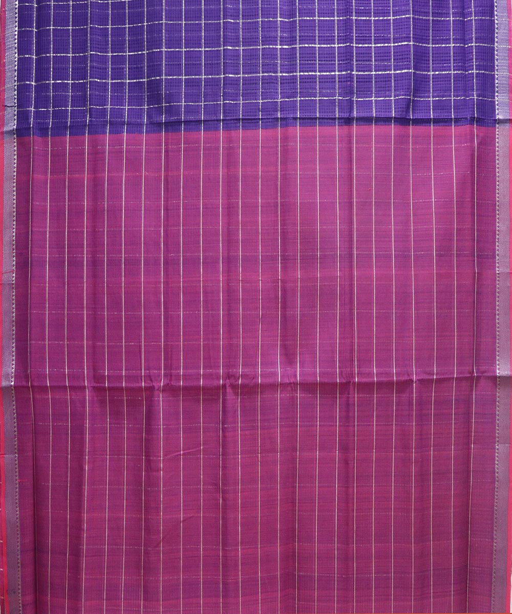 Violet checks handloom cotton mangalagiri saree