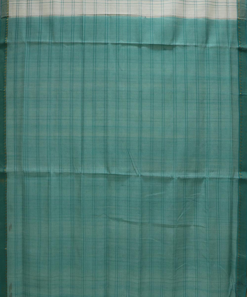 White green checks handloom cotton mangalagiri saree