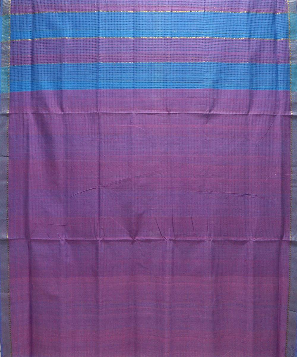 Blue pink handloom cotton mangalagiri saree