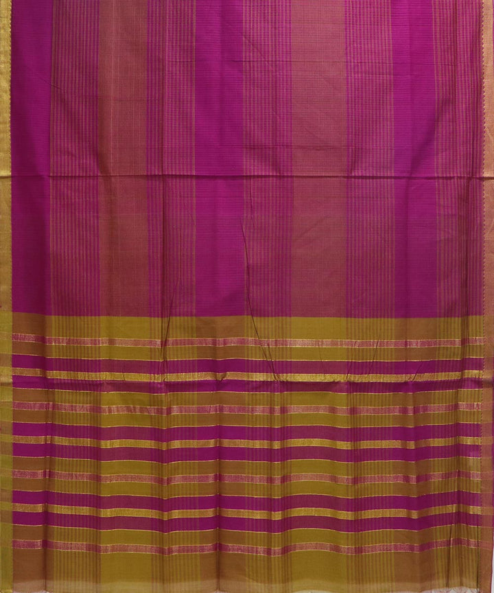 Pink yellow stripes handloom cotton mangalagiri saree